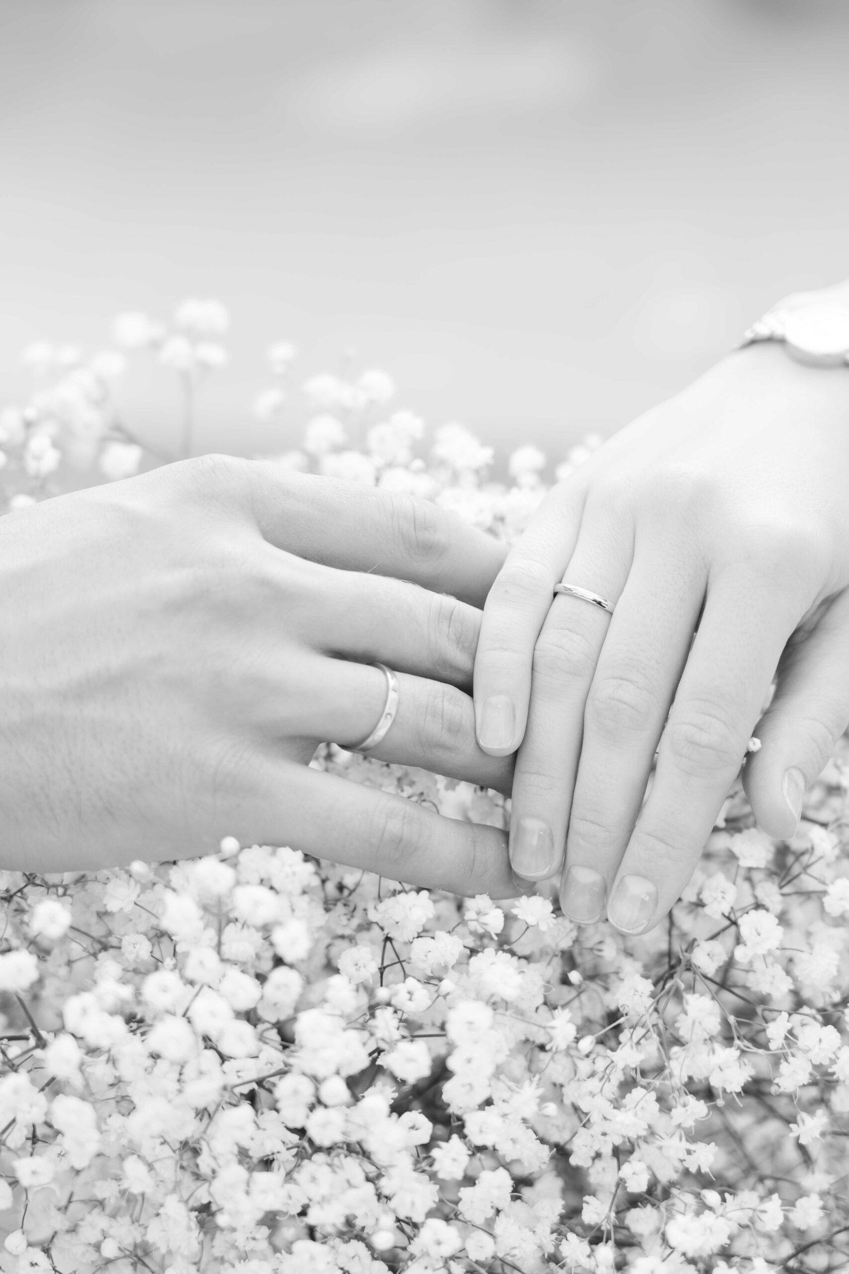 Newly married couple with rings during civil wedding Römer Frankfurt